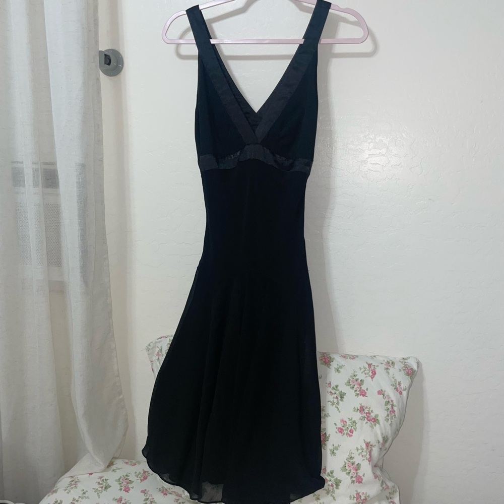 Vintage forever 21 black silk-trim A line dress